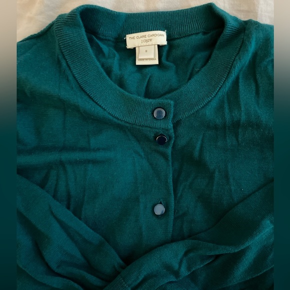 J Crew Classic Cotton Cardigan, Size S Green, Like New - Picture 1 of 4